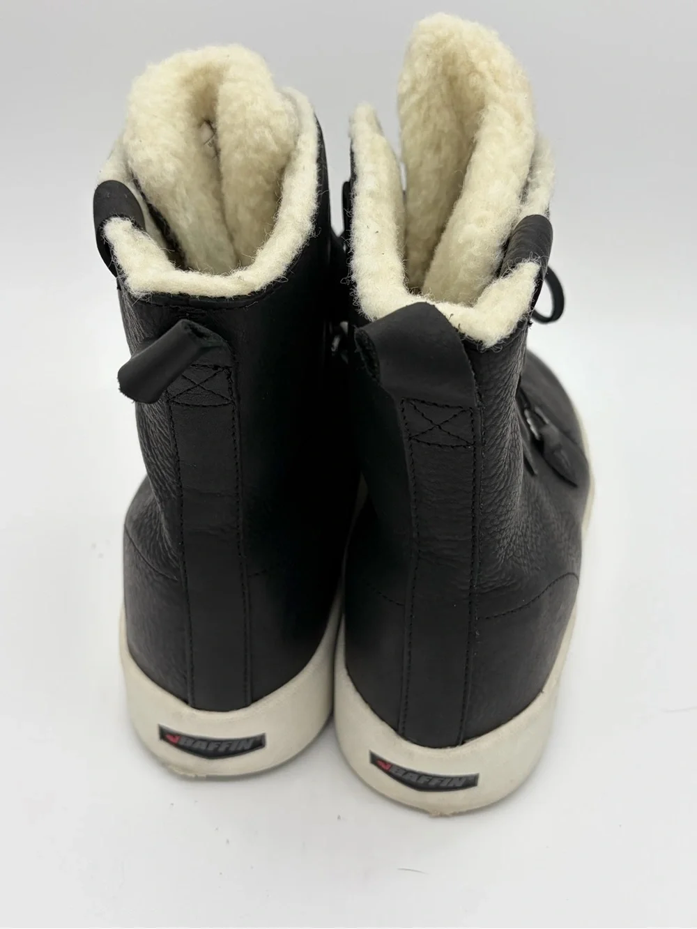 Black Faux-Shearling Lace-Up Women’s Boots
